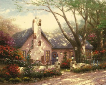 Morning Glory Cottage Thomas Kinkade Peinture à l'huile
